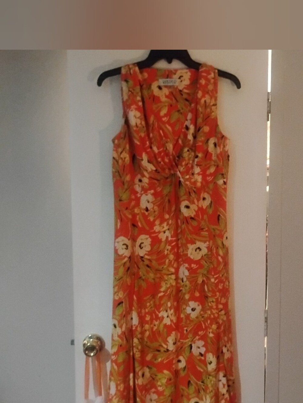 Kasper Orange Floral Twist-Front Maxi Dress